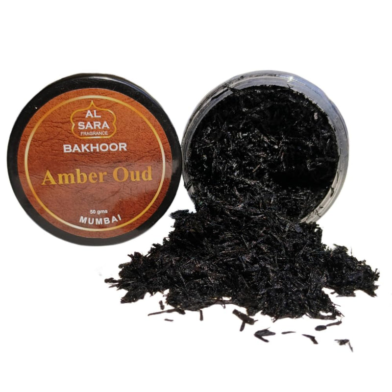 Amber Oud Bakhoor by Al Sara Fragrance | Authentic Arabic Incense | Perfect for Prayer Time, Relaxation & Meditation | Net. Weight 50G