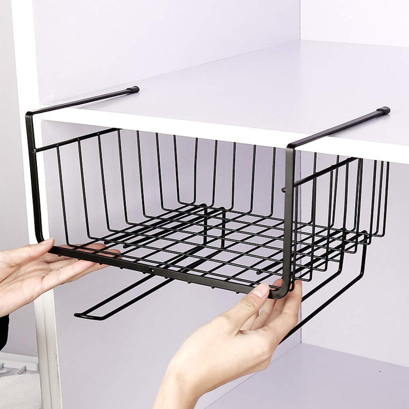 Styleys Iron Multifunctional Kitchen Under Cabinet Shelf Basket Wire Rack Organizer Storage with Tissue Holder, (S11088, Black 1 Pc)