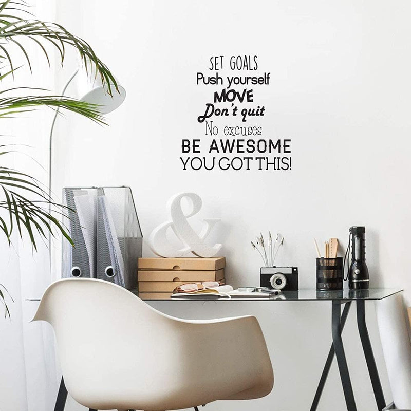 GADGETS WRAP Vinyl Decal Sticker Set Goals, Push Yourself, Don't Quit Inspirational Quotes (Item Finish Size : 55cm x 55cm)