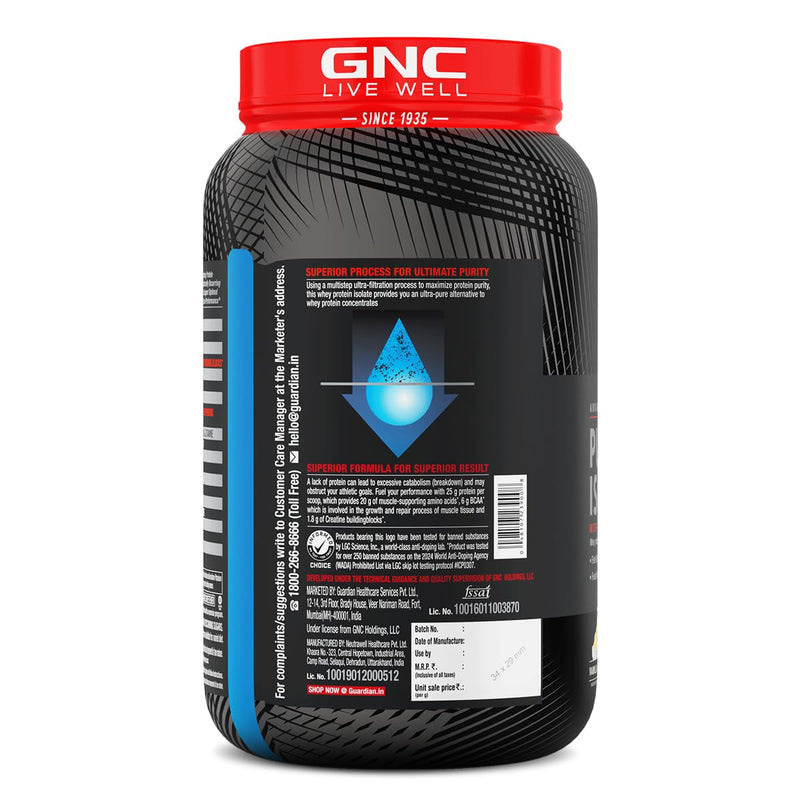 GNC AMP Pure Isolate Low Carb | Boosts Athletic Performance | Builds Lean Muscles | Speeds Up Recovery | Increases Strength | USA Formulated | 25g Protein | 6g BCAA | Cookies & Cream | 2 lbs