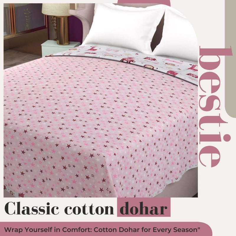 Florida Bestie Cambric Reversible Dohar Topsheet for Single Bed Made for All Season Blanket Throws with Animal Print