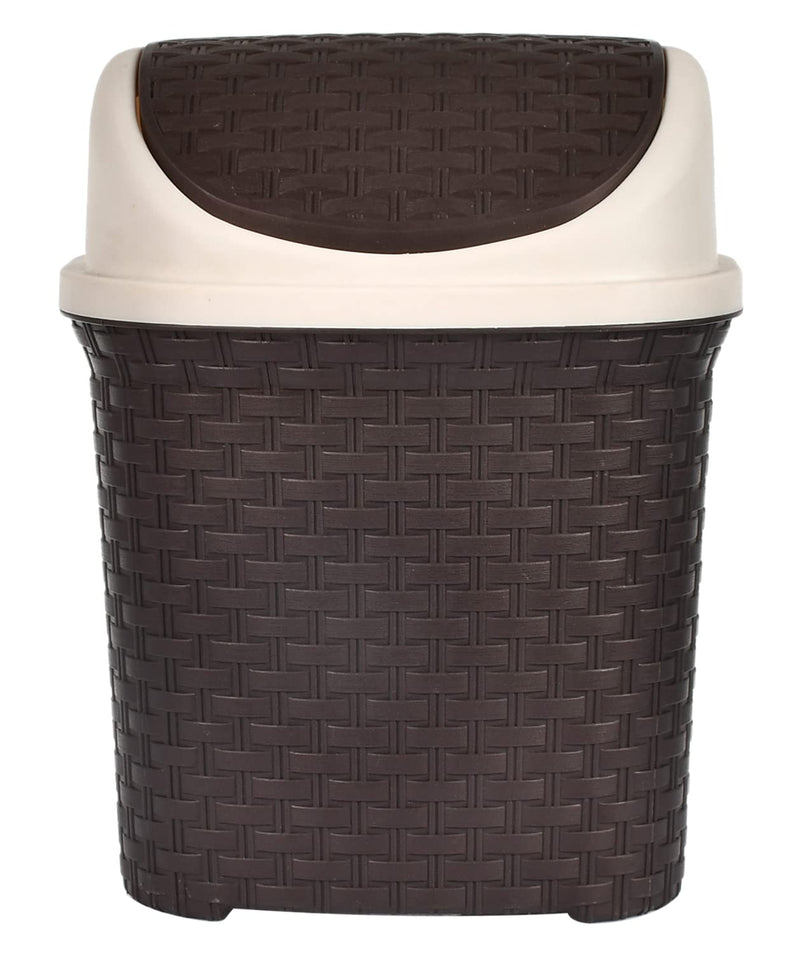 Kuber Industries Plastic Dustbin, Garbage Bin, Trash Can, Waste Bin With Swing Lid 7 Litre (Brown)-47KM0705