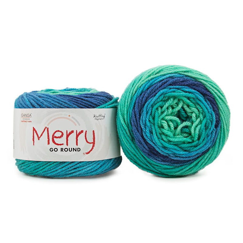 Merry Go Round, an Aran Weight Yarn, Comes in Colorful Cake, which has Variegated and Self Striping Effect, Shade NO. MGR003