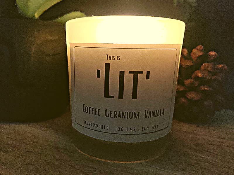 THE TINGE Coffee Geranium Vanilla Scented Hand Poured Smokeless Pure Soy Wax Candle I Upto 30 Hours I for Birthday Anniversary Gift I Home Decor, Birthday Gift Fragrance Candle