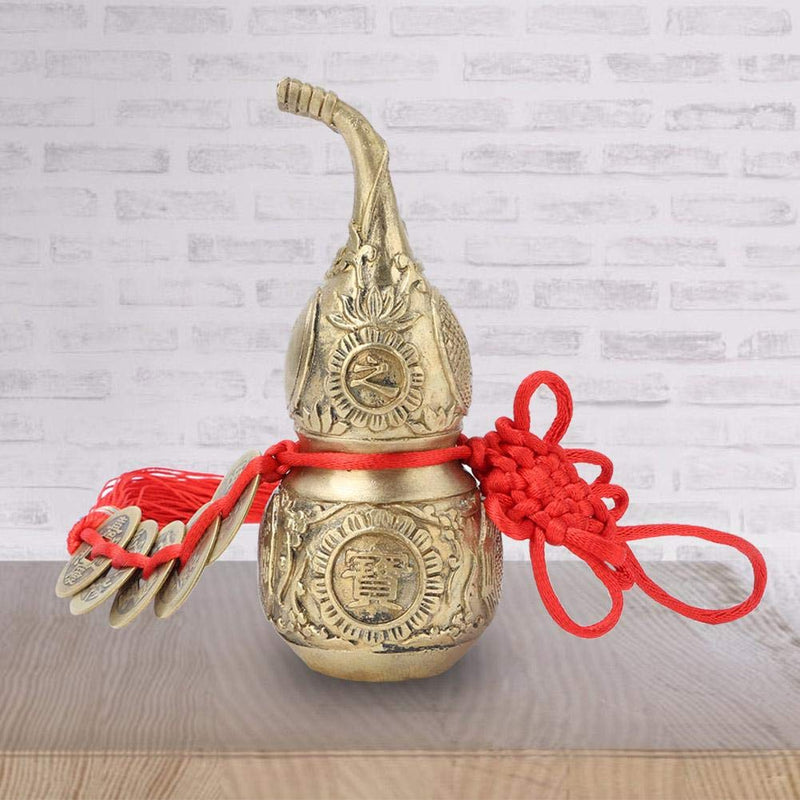 Brass Cucurbit，10CM Tall Cucurbit Luck Treasure Symbol Traditional Gourd Home Decoration Luck Health Treasure Gift Friends