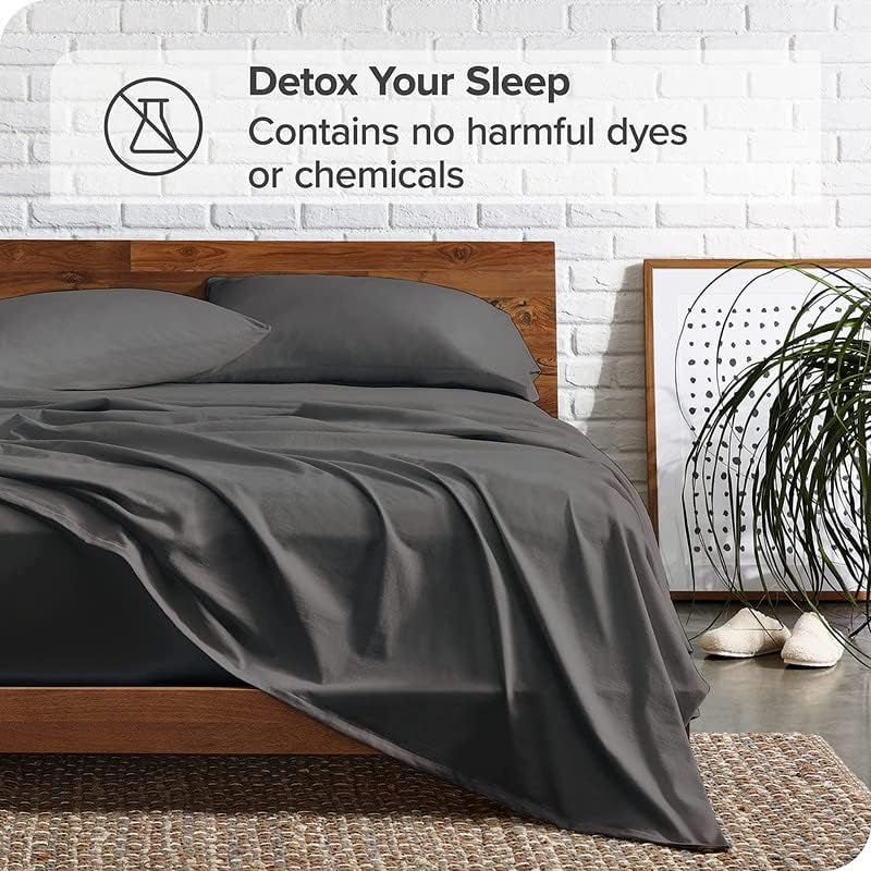 Edenwald 100% Cotton Fitted Bedsheet for Super King Size Bed with Pillow Covers - Dark Grey (5 Bed Sheet and 10 Pillow Cover) fits up to 8 inches deep Pocket.