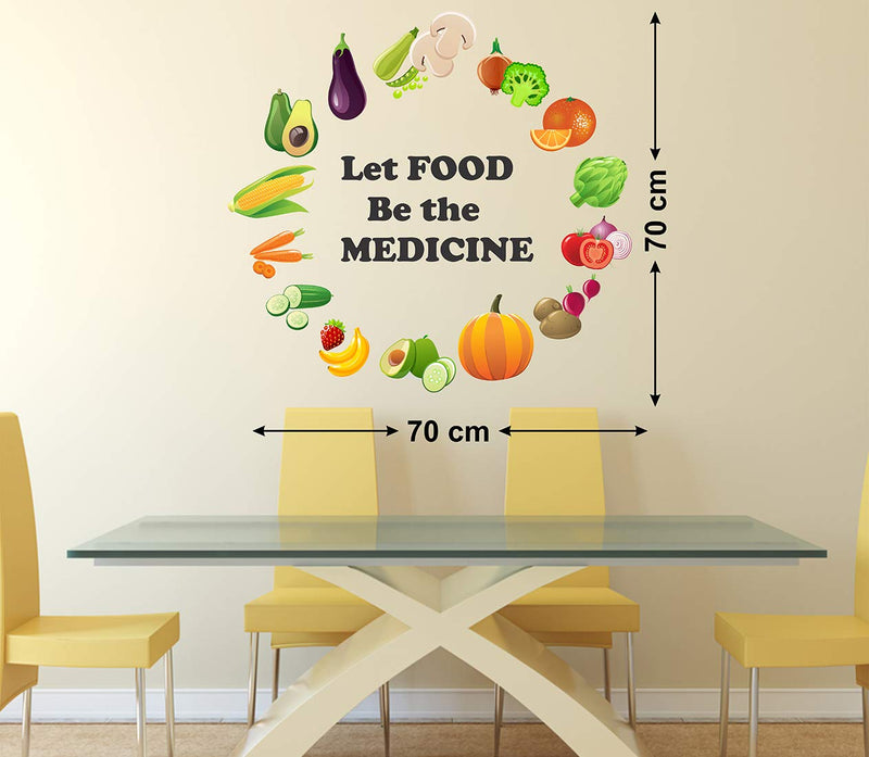 Wallzone Food is Medicine Multi Large Wallsticker for Home Decorations (70 cm x 70 cm)