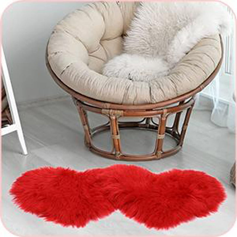 MEZON Heart Faux Fur Mat Soft Long Hair Kids Room Baby Photography Blanket Home Entrance Doormat Sofa Decorate Fluffy � 40x50 cm (Red)