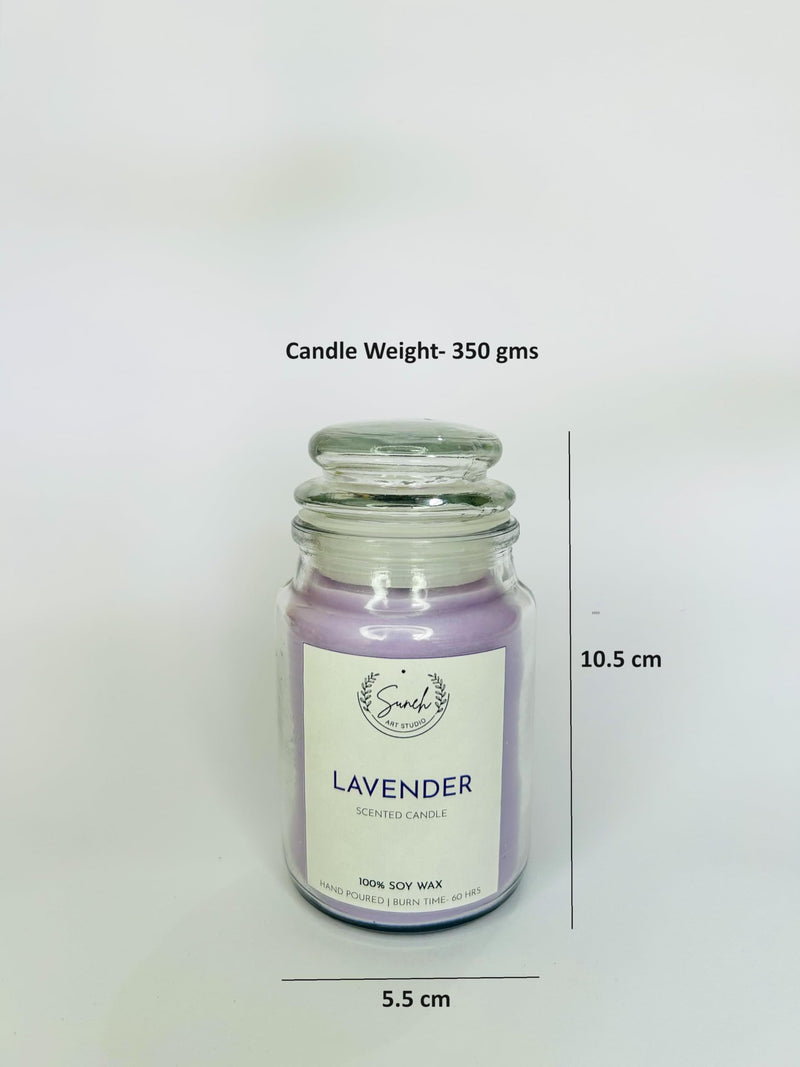 Suneh Aroma Candles Set of 3 Scented Aromatic Fragrance of Lavender for Gifting & Home Decor, Votive Glass Jar Candle, 350 Gms Each,Up to 60 Hours Burn Time