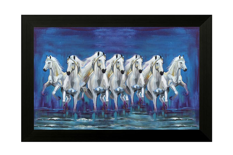 1 Art of Creations Vastu Seven Running Horses UV Textured Framed Digital Reprint 14 inch x 20 inch Painting BANFH6540