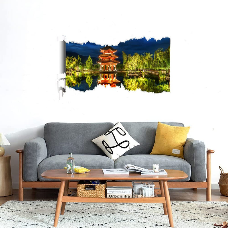 GADGETS WRAP Printed Wall Decal Sticker Scratched Paper Style Wall Decal (90cm x 50cm) - Chinese River Side