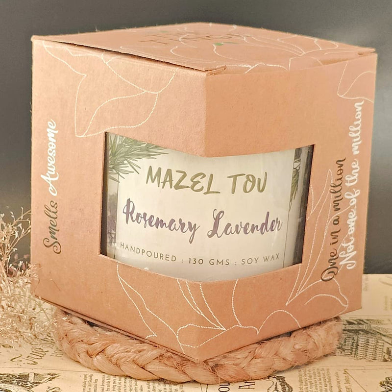 THE TINGE Lavender & Rosemary Scented Hand Poured Smokeless Pure Soy Wax Candle Upto 30 Hours for Birthday Anniversary Gift Home Decor Birthday, Diwali Gift Fragrance Candle