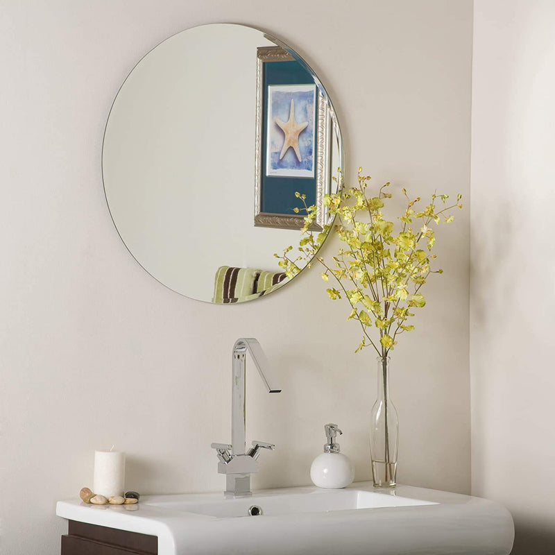 SDG Frameless Mirror N9 (22 x 22 Inch Round. with Beveled Edges, Suitable for Bathroom)