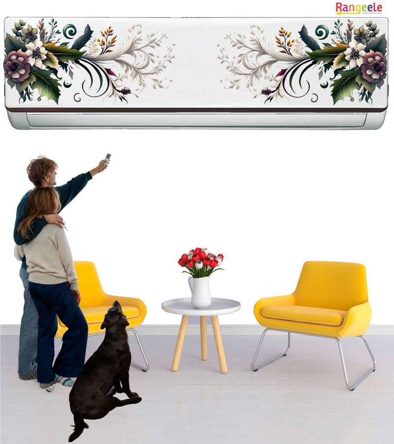 Rangeele ' Nature Colorful Floral '' AC Sticker (96 cm x30 cmx 24 cm)