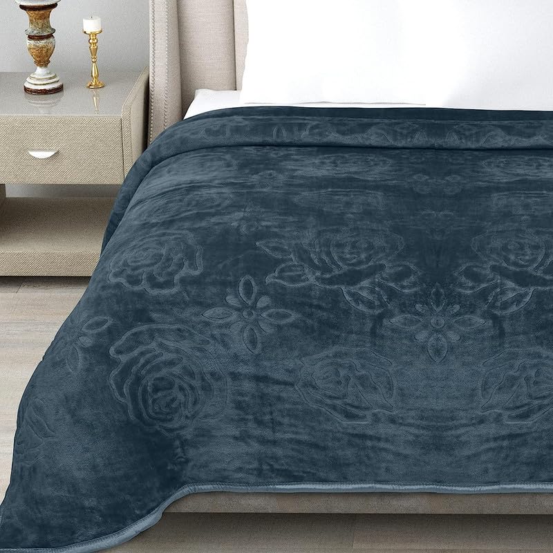 OM SHIV Double Bed Blanket Mink Blanket for Heavy Winter Ac Solid Double Bed Blanket Super Soft Light Winter Blanket (Gray), Lightweight