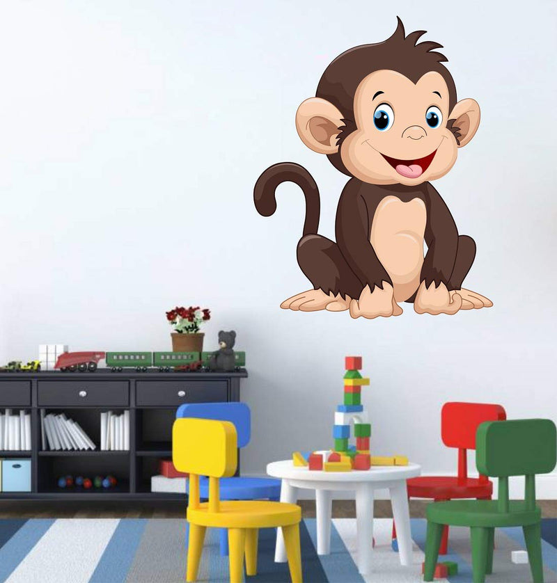 Tuffuk Happy Monkey Large Vinyl Wallstickers for Home Decorations(50 cm x 40 cm)4TZ312