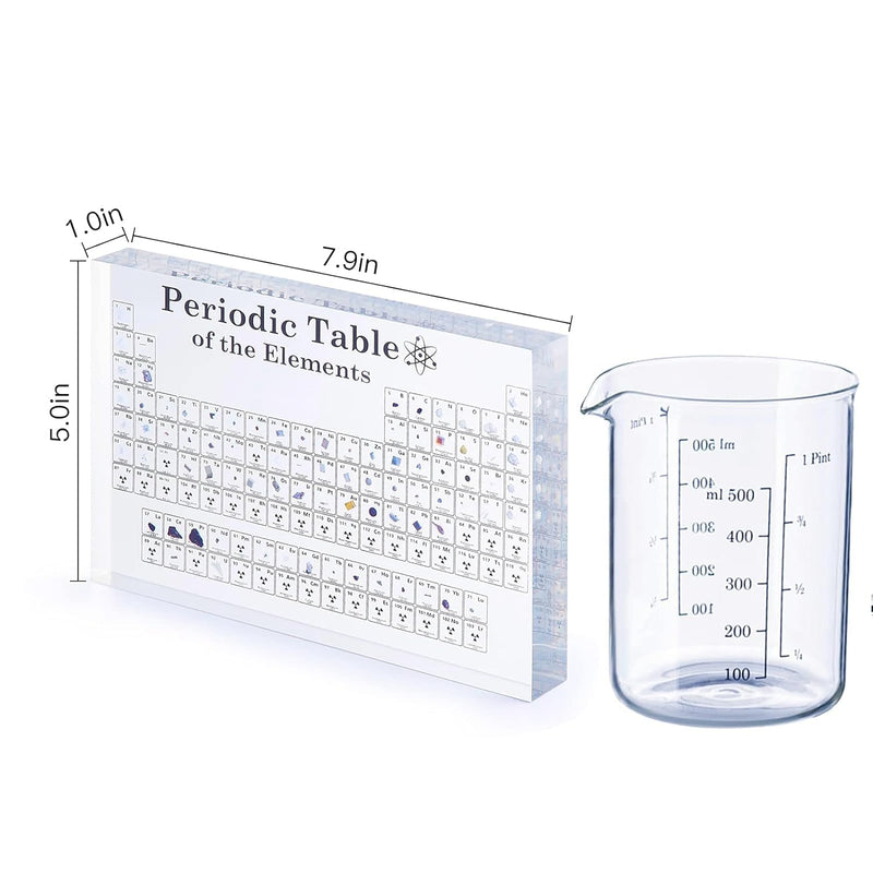 BRAINLE Real 3D Periodic Table of Elements Chart, 118 Elements Printe On Acrylic Glass 20 CM x 12.5 CM Large Chemistry, Science Educational Poster Gift for Science Lovers