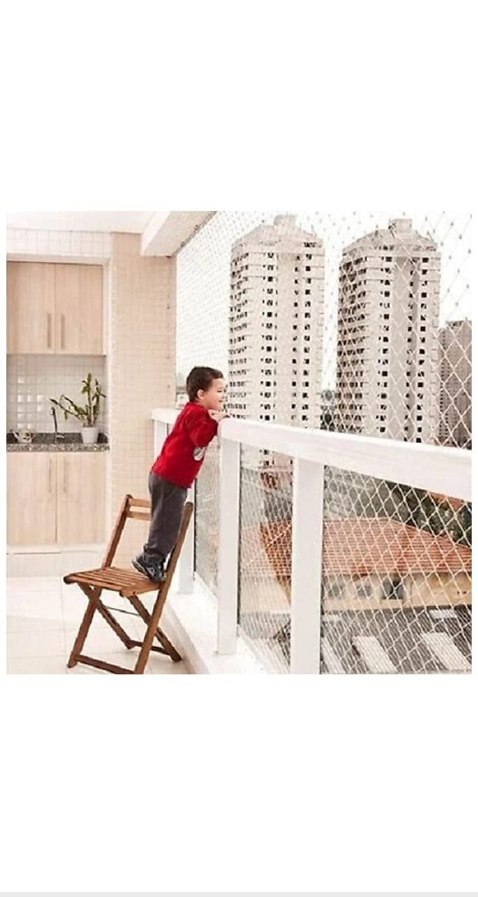 AMZ SPORTS NETS Nylon Mesh Balcony Net/Bird Net/Monkey Net/Child Protection Net (White) (18 Ply, 8 Ft. X 12 Ft.)