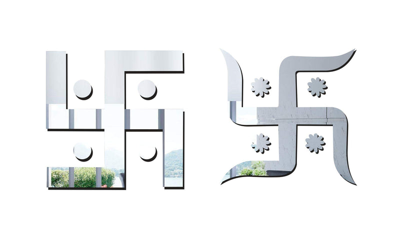 Sticker Hub Acrylic Swastik 3D Acrylic Mirror Wall Sticker (Silver) MS64