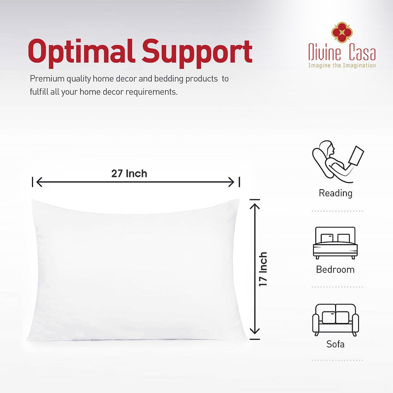 Divine Casa Microfiber Solid Dyed Pillow Insert/Filler 18 Inches by 28 Inches - White (Pack of 1)