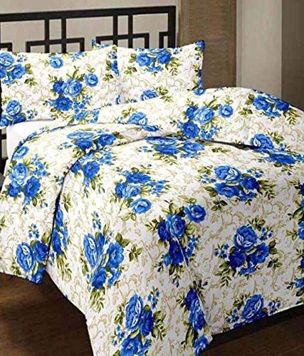 Blizz Mont Double Bed Ac Blanket Dohar/Quilt, Fabric - Micro Cotton, Color Fastness Guarantee-(Blue Flower)