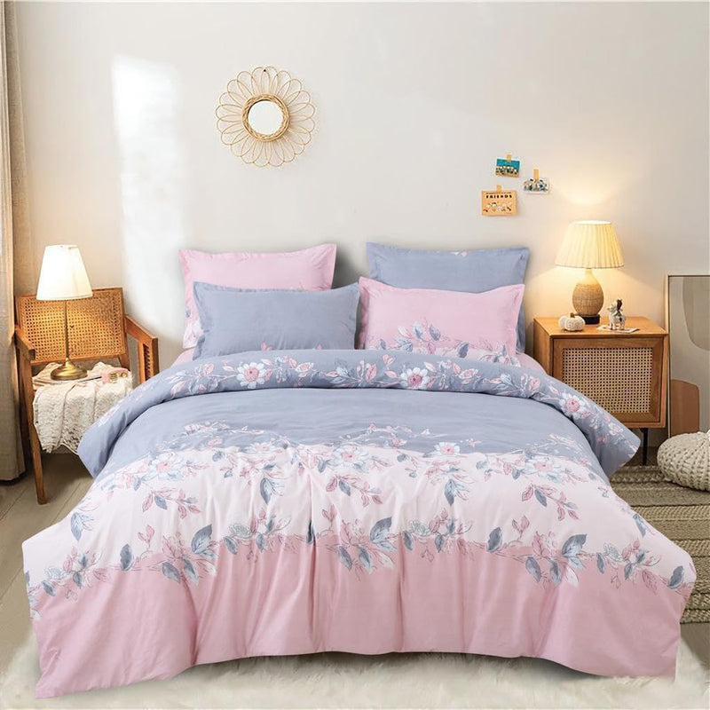 AVISARDO by Jaipuri Cotton 210 TC Cotton Bedsheet for Double Bed with 2 Pillow Covers (Double, White,Pink)