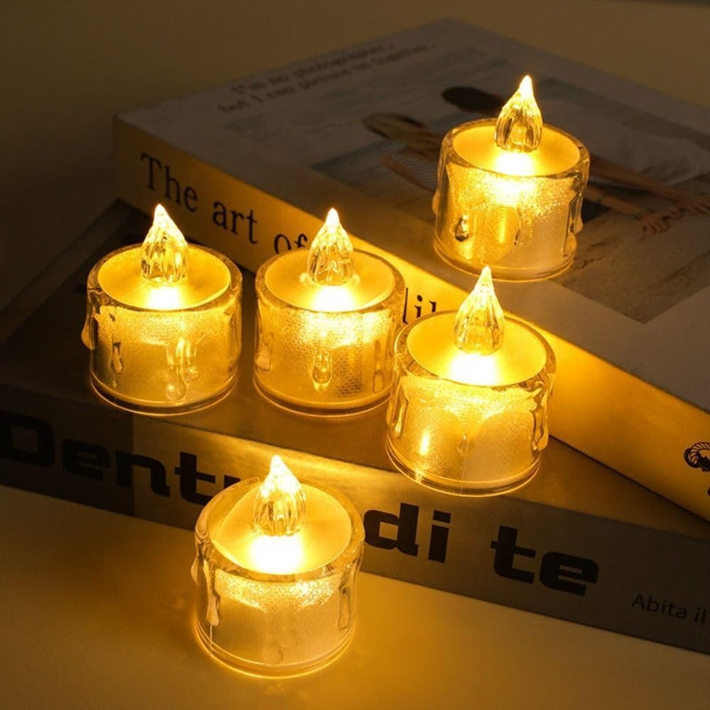 TIRTH ENTERPRISE(12Pcs Flameless Candles,Battery Operated,Flameless Electric Fake Candles LED Night Light, Smokeless, Flameless for Diwali Gift, Home Decoration. (Smokeless Candle, 12Pcs)