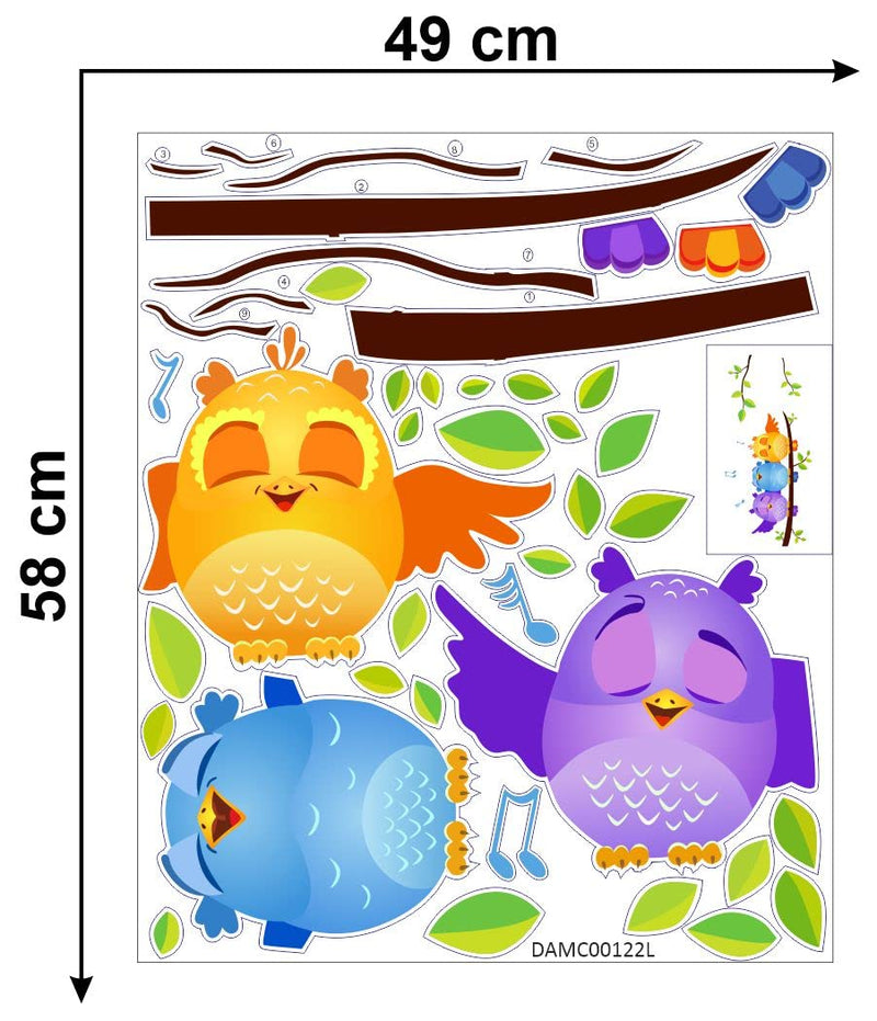 Delight Art Tree with Three Owl Wall Sticker Size - (106 * 48) cm Model id - (DAMC00122L)