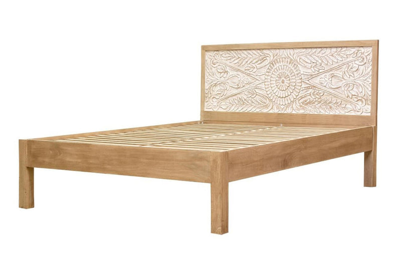 The Attic Jodhpur Bed|Natural Mango|King Size Bed|6x6.5 feet Mattress Solid Wood|Handcrafted to Perfection