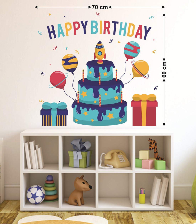 Tuffuk Happy Birthday Large Vinyl Wallstickers for Home Decorations(70 cm x 60 cm)5TZ0160