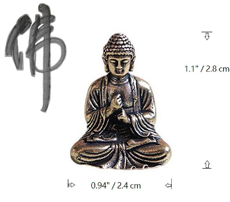 DMtse Brass Mini Antique Sakyamuni Buddha Statue Ornaments Meditation Seated Pose Journey Worship Attractive & Serene Small Buddha Statue Figurine