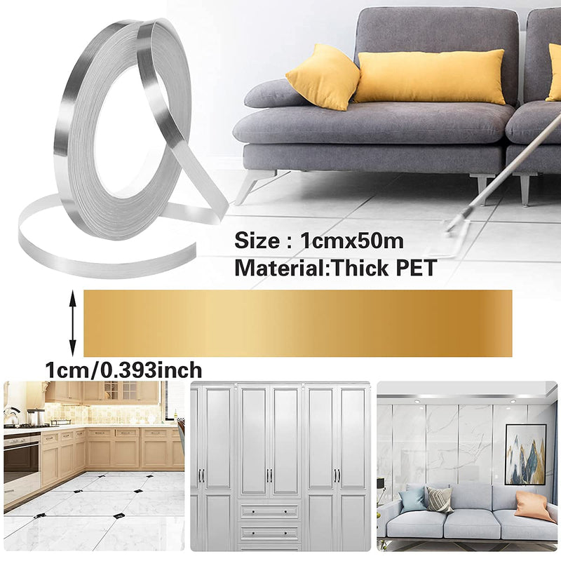 Perfect Pricee Home Tile Sticker Waterproof Gap Sealing Tape for Floor and Wall (1 cm x 50 Meters) (Silver)