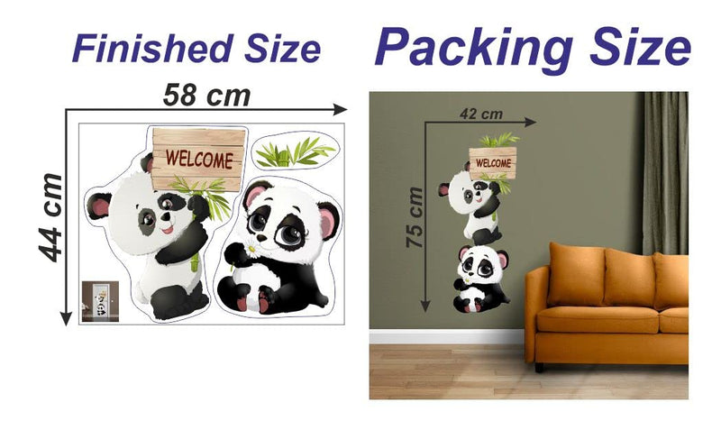 Delight Art Cute Cartoon Pandas Design Wall Sticker Size - (42 * 75) cm Model id - (DAMC00991L)