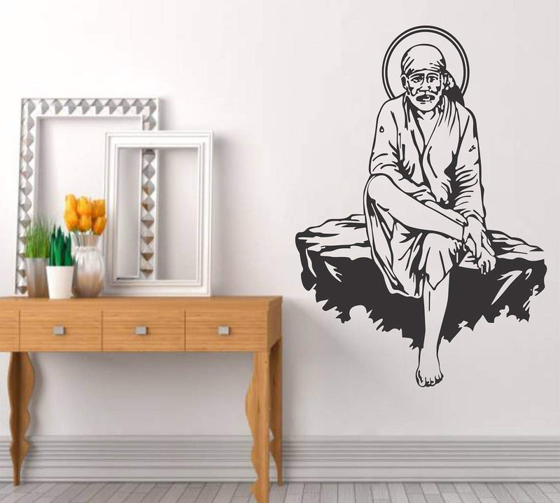 Tuffuk Lord Sai Baba Large Vinyl Wallstickers for Home Decorations(80 cm x 60 cm)5TZ424