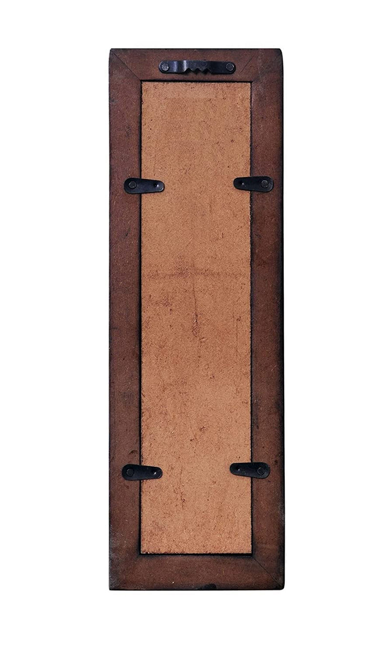 SPACE WOOD Wood Painted Wall Hanging Jharokha Inside Mirror, Wooden Wall Hanging, Wooden Wall Panel (12X4 inch Natural) Set of 4 (Rectangular) (Framed)