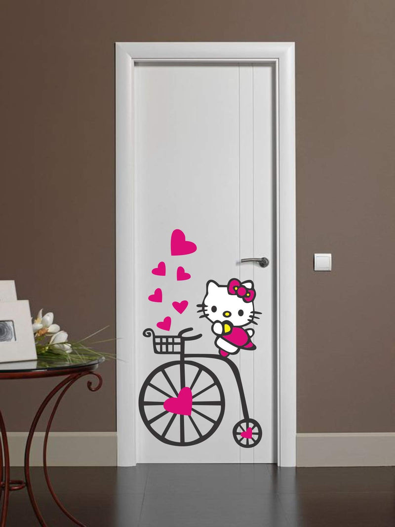 Sticker Studio Kitty Door Sticker & Decal (PVC Vinyl, Size- 58 Cm X 53 Cm)