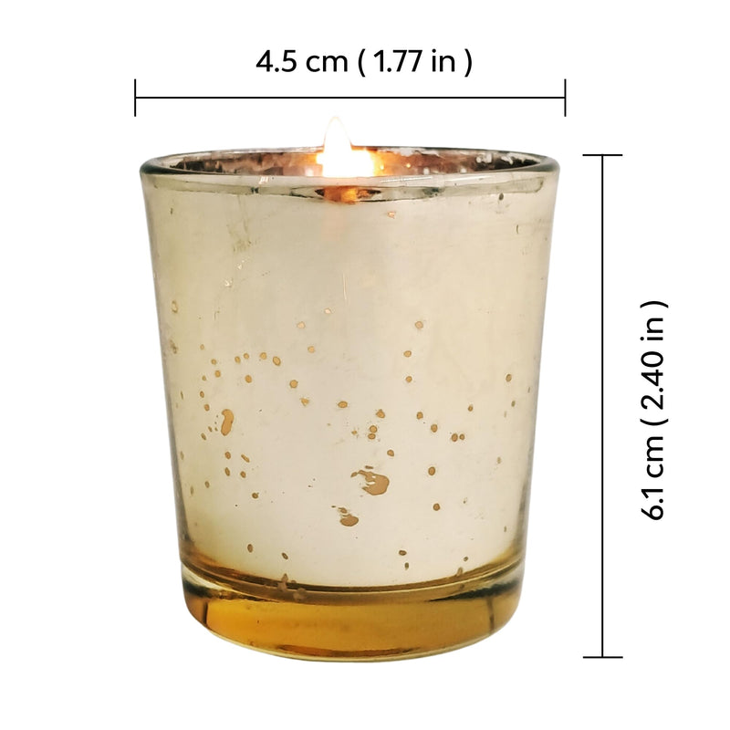 10Club Gold Glass Votive with Scented Soy Wax | Set of 3 Fragrances - Mogra, Sandalwood, Rose | 3hr Burn Time| Decorative Candles for Home, Festivities & Special Occasions