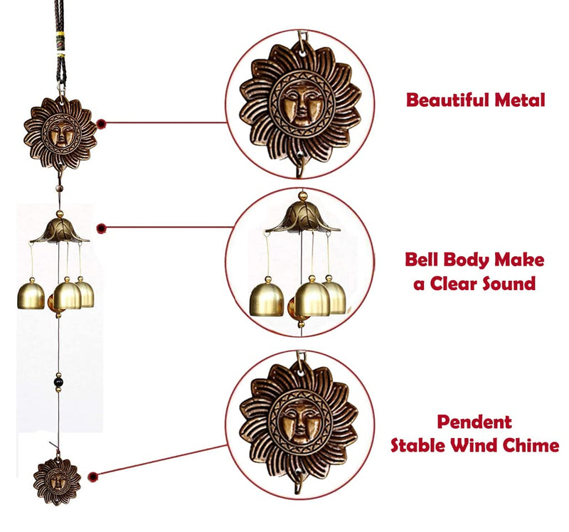 Synlark 3 Bell Peacock Feng Shui Positive Energy Metal Wind Chimes for Home & Office Decoration