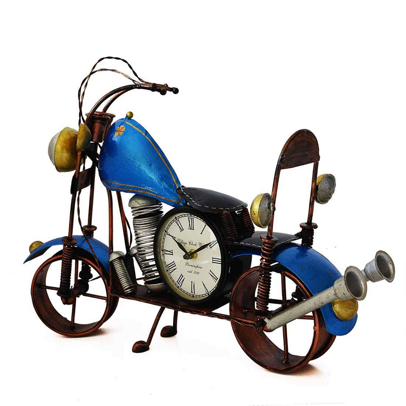 Artlivo Popart Blue Bike Table Clock with 4" DailClock/Table Clock/Table Top/Table Decor/Decorative Clock/Handicraft Clock/Bike Clock/Bike/for Gift