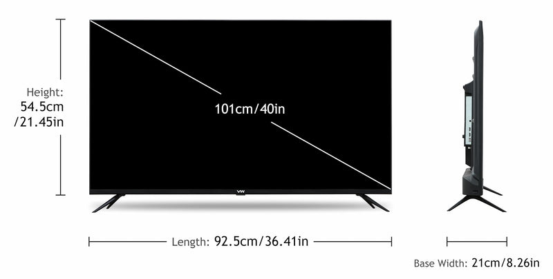 VW 101 cm (40 inches) Playwall Frameless Series Full HD Android Smart LED TV VW40F1 (Black)