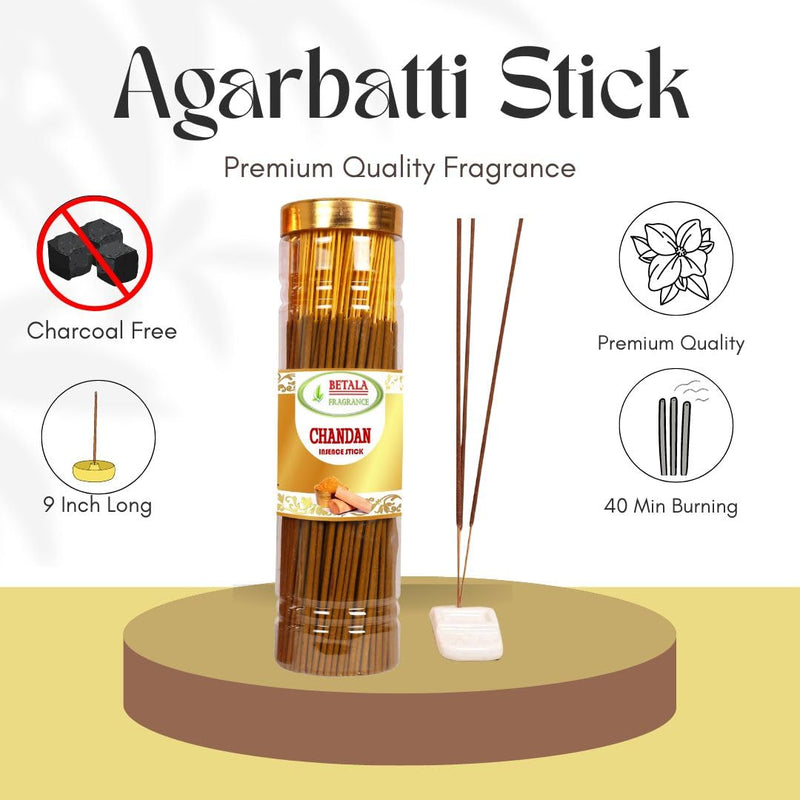 Betala Fragrance 4 in 1 Flavour Agarbatti for Pooja, 4 Packs of 100 Gm Incense Sticks (60 Batti in Each) (Chandan, Gulab, Jasmine, Lavender)