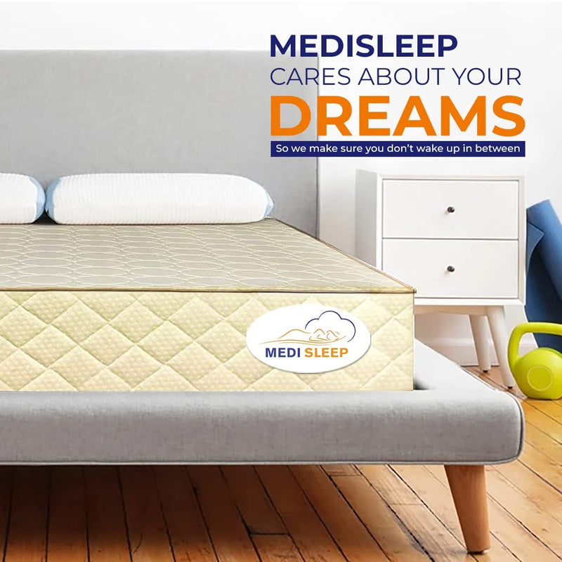 MEDISLEEP Breeze Mattress - 100% Natural Pincore Latex and High-Resilience Support Foam Reversible Mattress, with Organic Cotton Quilted Covers Surface- 78X35X5 for Single Bed with 1 Microfiber Pillow