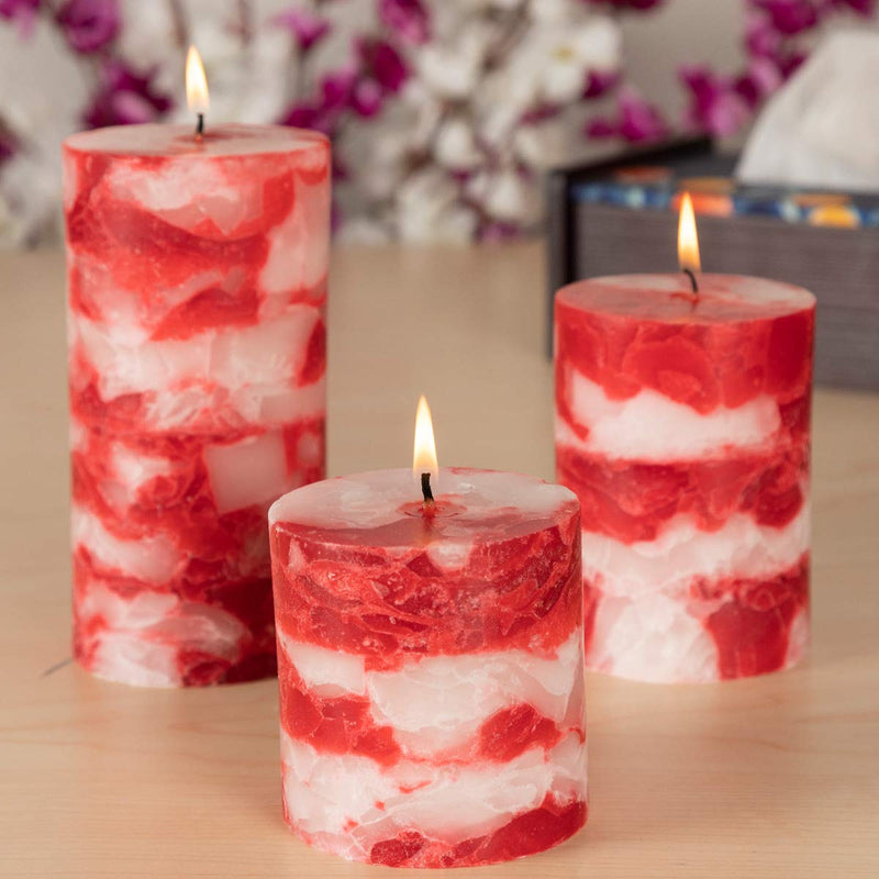 AuraDecor Highly Fragrance Pillar Candle (Set of 3) 3 * 3,3 * 4,3 * 6Inch || Pillar Candle || Set of 3 Pillar|| Gift Set || Fragrance Candle (Apple Cinnamon Chunk)