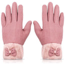 Women's Winter Warm Gloves with Cute Bow & Touched Screen