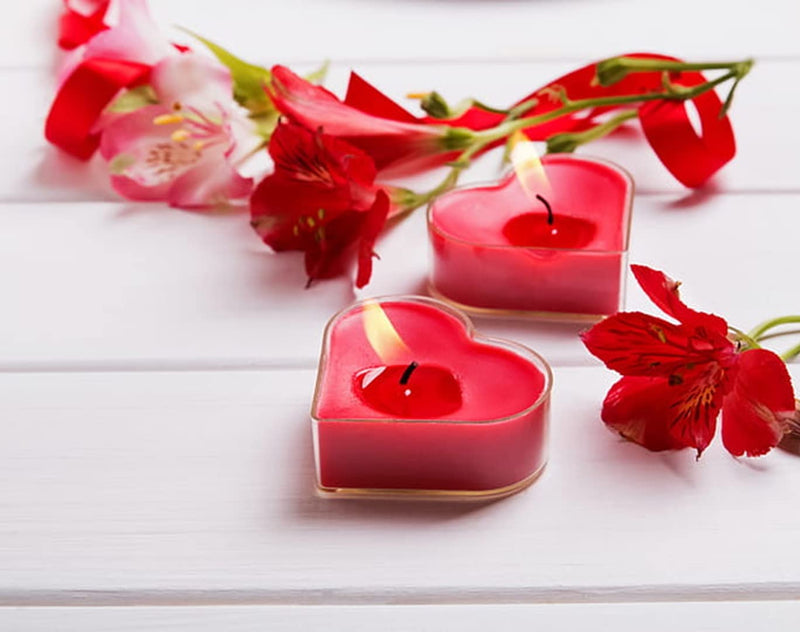 AuraDecor Heart Shape Fragrance Tealight Candles Burning Time 4 to 5 hours (50, Rose)