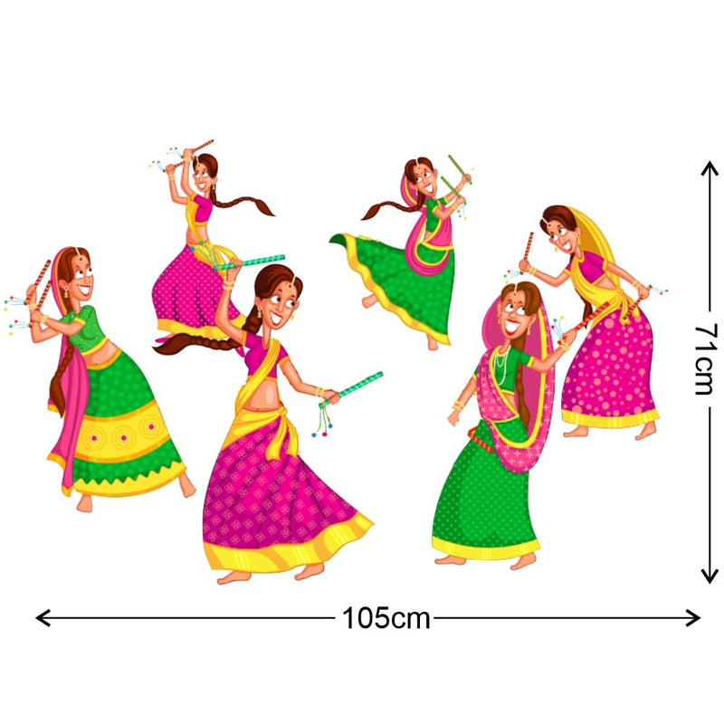 Wallzone Bharatanatyam Large Vinyl Wallsticker for Home Decoration (105 cm x 71 cm)