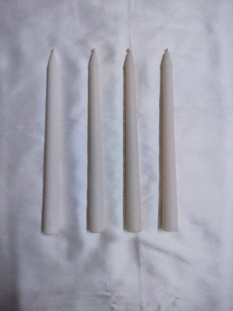 Devino Ora First Holy Communion Candle (Combo of 4) Spiral White Confermation Christian Ritual Baptism.Soy Wax Non Decorate Non Smok Long Burn time Hand mad12 Inch Height and 1 inch Width