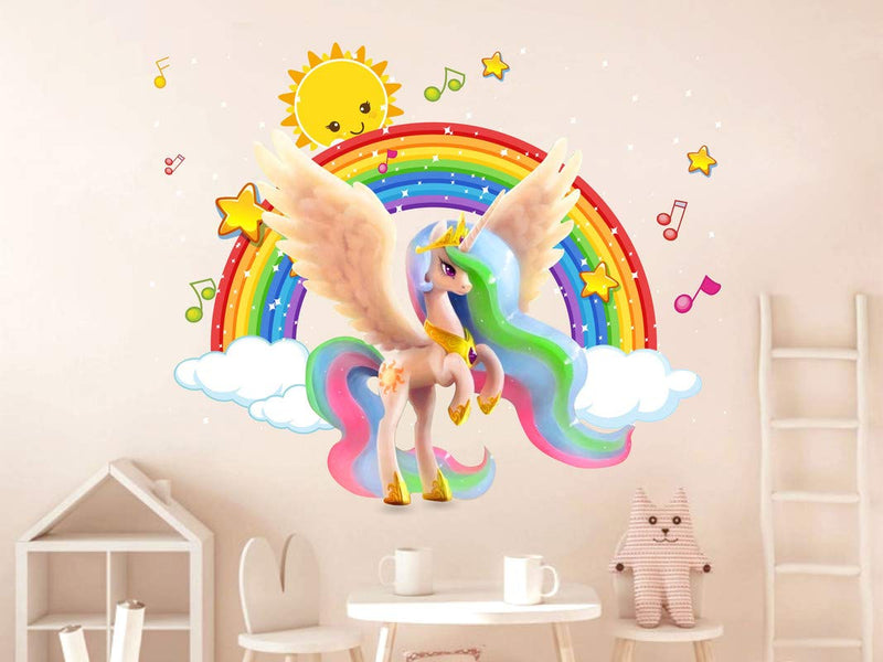 Divine Designs™ PVC Vinyl Self-Adhesive Unicorn Rainbow Wall Sticker for Living Room, Bedroom, Office Wall Decoration (20 X 24 INCH) Pack 1