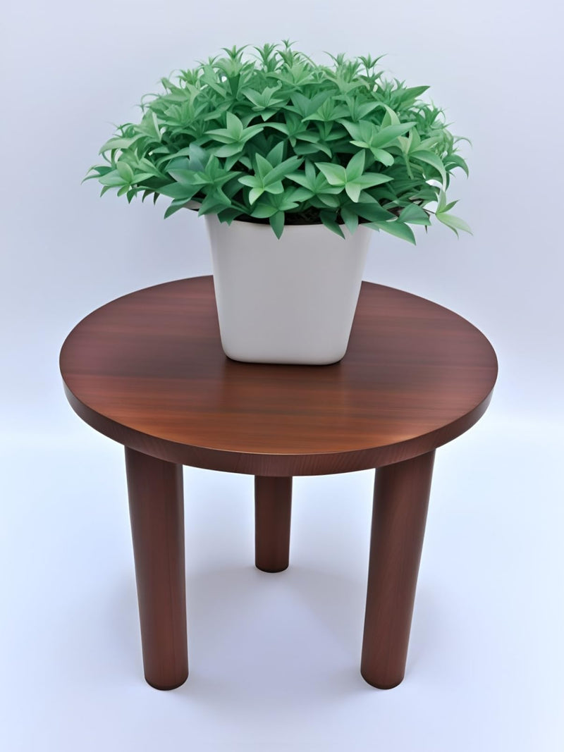 Dime Store Wooden Round Side Table for Plant stand | Planter Stand for Indoor Plants Small Round End table for Bedroom , living room & Hallway (Brown)