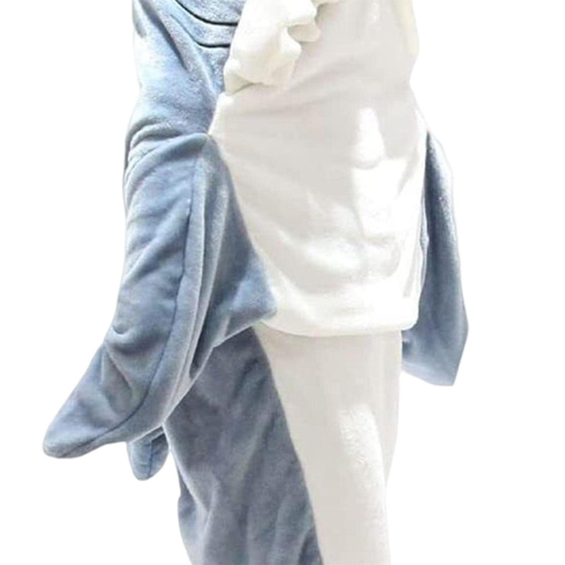 ATORSE® Wearable Shark Blanket Cosplay Hooded Easter Pajama Home Animal Sleeping Bag, Flannel, As Per Image- White & Blue